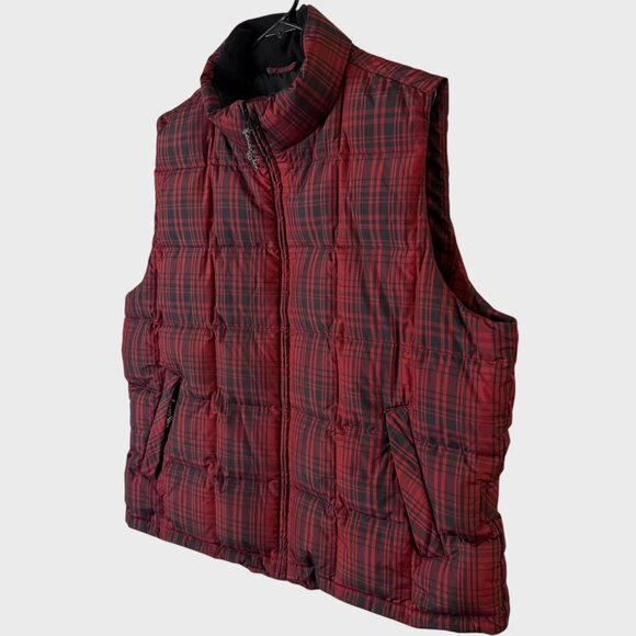Eddie Bauer WeatherEdge Goose Down Plaid Puffer Vest Red Women's XL Outerwear - Picture 2 of 11
